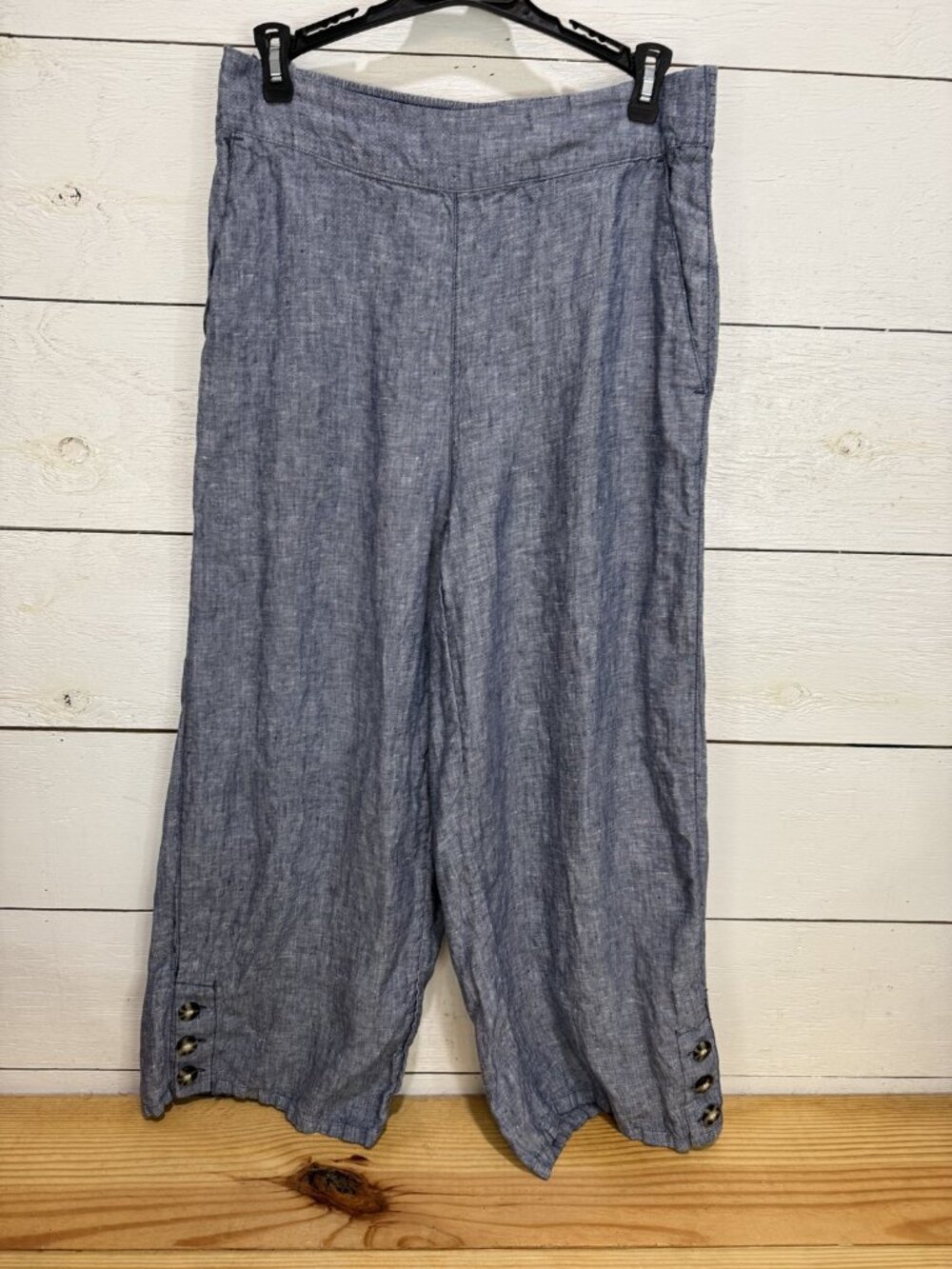 Sigrid Olsen 100% Linen Cropped Wide Leg Pants M
